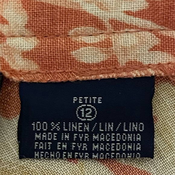 100% Linen Floral Cottage-core A Line Midi Skirt Size 12 Petite - Picture 10 of 10